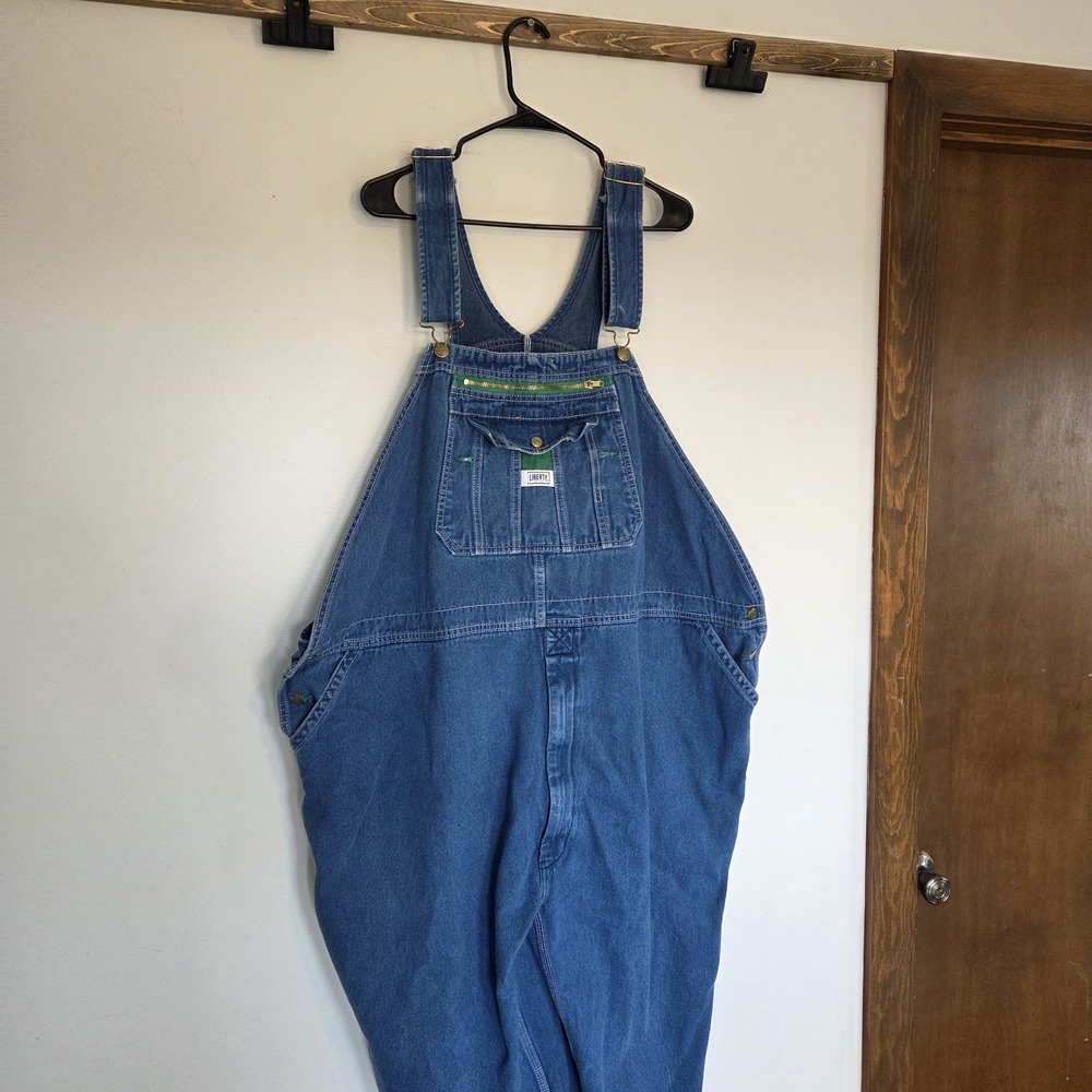 Liberty Denim Bib Overalls Farmer Carpenter Soft Worn Mens 56x30 VGC SEE PICS - Picture 2 of 7